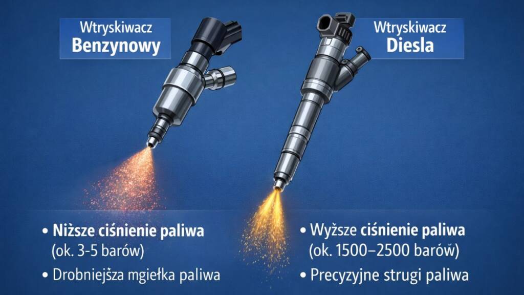 porównanie wtryskiwacza benzynowego i diesla