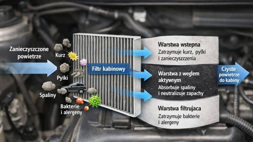 Schemat działania filtra kabinowego