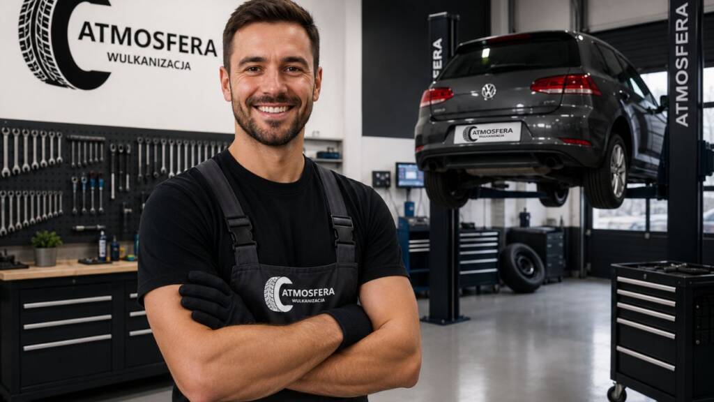 Zdjęcie mechanika w czystym warsztacie Atmosfera Wulkanizacja
